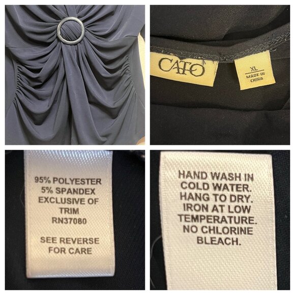 Cato Women Navy Blue V-Neck Ruched Top W/ Ring Detail XL Minimalist Comfortable - Picture 12 of 16